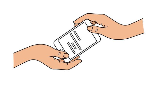 Sharing Mobile Device Information Between Two People Sharing Information With Someone Else vector