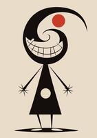 Cartoon character in the style of Joan Miro Abstract Painting with Geometric Shapes. vector