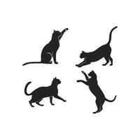 Dynamic Cat Silhouettes Playful Feline Poses Set vector