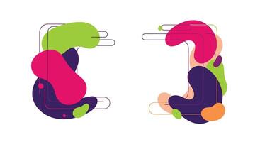 Two colorful shapes are shown on a white background vector