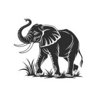 Elephant Illustration Graceful Walking African Elephant with Raised Trunk vector