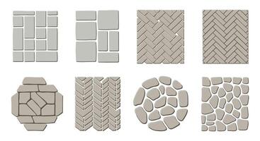 A set of different types of stone tiles vector