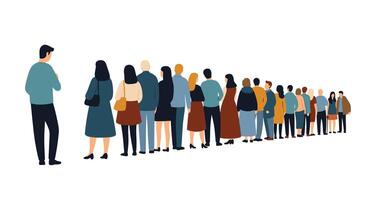 People standing in line to get a job vector