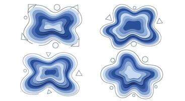 Four different shapes of blue waves vector