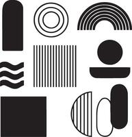 Abstract Minimal Mid Century Set. Monochrome Geometric Shapes and Contemporary Stripe Line Art, Modern Wall Decor Elements vector