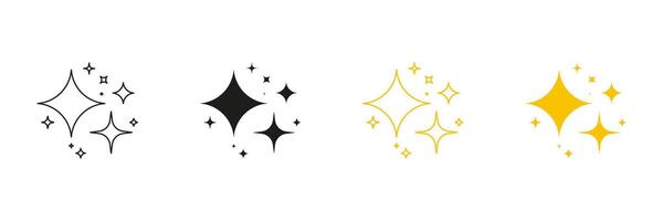 Sparkle And Star Line And Solid Icon Set. Celestial Twinkle Symbol Collection. Isolated Illustration vector