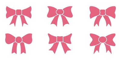 Bow Tie and Ribbon Knot Silhouettes for Gifts, Fashion, and Celebrations Solid Icon Set. Decorative Bow Elements for Packaging Silhouette Symbol Collection. Isolated Illustration vector