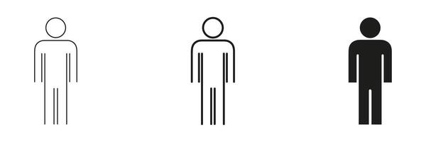 Human Figure Line And Solid Icon Set. Gender Neutral Person Symbol Collection For User Interface And Design. Minimalist Human Silhouette Icon. Isolated Illustration vector