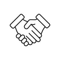 Handshake Agreement Line Icon. Business Partnership, Collaboration, And Trust Outline Symbol. Professional Relationship And Deal-Making. Editable Stroke. Isolated Illustration vector