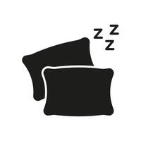 Pillows With Sleep Symbol Solid Icon. Rest, Relaxation, And Sleep Quality Silhouette Symbol. Comfort And Bedtime Representation. Isolated Illustration vector