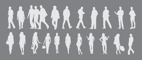 Silhouetted Crowd Diverse Group of People Walking Standing and Interacting vector