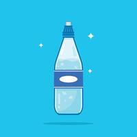 Cone plastic water bottle with straw 600ml capacity, healthy blue drinking water packed in a bottle, recyclable and easy to store liquid. vector