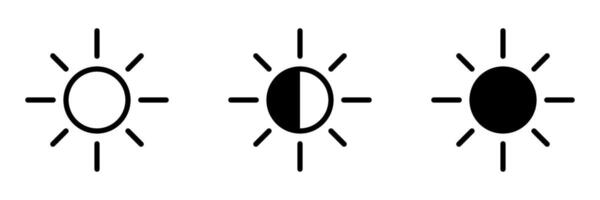 Sun icon set. Dark and light mode icons. Brightness symbol. vector