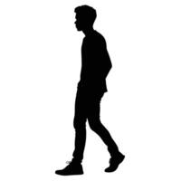 Silhouette of a young man in casual attire walking against a plain white background perfectly isolated vector