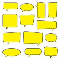 Yellow speech bubble, yellow chat bubble, message box set. vector