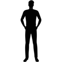 silhouette illustration of a standing man with hands in pockets in a clean minimalist style vector