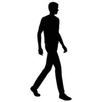 Silhouette illustration of a casually dressed man walking away from camera, isolated on white background vector
