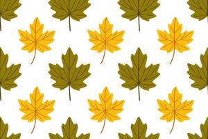 Pattern of maple leaves in warm olive and yellow colors. Great for rustic fall backgrounds, nature themes and wrapping vector