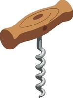 Wooden Handle Corkscrew Bottle Opener Tool Illustration for Wine and Beverage Use vector