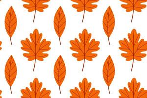 Seamless pattern with oak leaves in bright orange tones. Ideal for fall-themed wrapping, packaging, and seasonal textile design vector