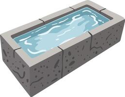 Stone Water Trough Filled with Clear Water Rustic Outdoor Container for Animals and Plants Usage vector