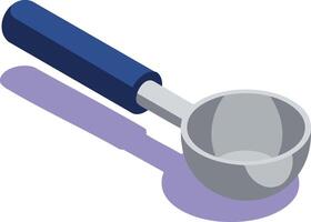 Ice cream scoop utensil with blue handle and metallic bowl kitchen tool illustration vector