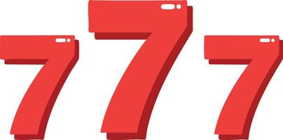 Red three seven seven number combination illustration with shadow effect and white highlights vector