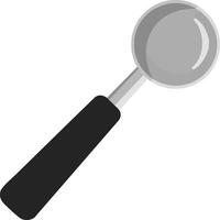 Ice cream scoop utensil with black handle and silver bowl for dessert serving illustration vector