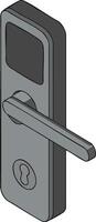 Digital door lock with handle and keyhole security access technology illustration vector