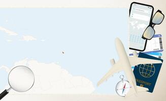 Barbados map and flag, cargo plane on the detailed map of Barbados with flag. vector