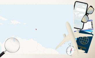 Dominica map and flag, cargo plane on the detailed map of Dominica with flag. vector