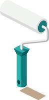 Paint roller tool with teal handle and white roller for wall painting and decorating projects illustration vector