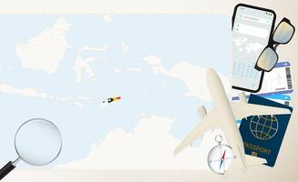 East Timor map and flag, cargo plane on the detailed map of East Timor with flag. vector