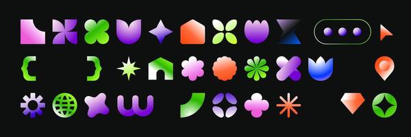 30 Gradient Abstract Geometric Shapes part 2, modern geometric form design suitable for website, branding, billboards, packaging, and animation under the concept of square structure vector