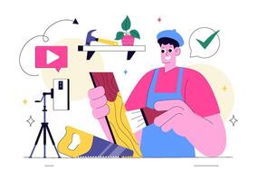Flat Style of DIY Craft Workshop with Creative Art Projects and Artist Participation vector