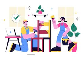 DIY Craft Workshop Illustration with Artist Hands Making Handmade Art Projects vector