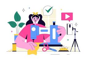 Flat Cartoon Style of Artistic Hands in a DIY Crafting Workshop Scene vector