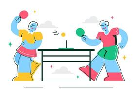 Playing Ping Pong Illustration Showing Racket Strike in a Friendly Match Scene vector