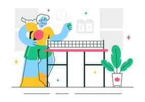 Ping Pong Game Illustration Featuring Paddle and Ball in a Fun Sports Match Background vector