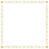 Blank square frame consists of various pastel geometric shapes childish hand drawn style on white background graphic illustration. vector