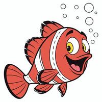 A clown fish with bubbles on a white background vector