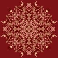 Golden abstract flowers red background graphic elements vector