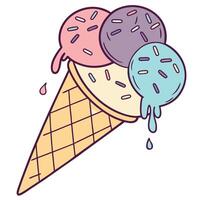 Ice cream cone with sprinkles and ice cream vector