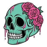 A skull with roses on it vector