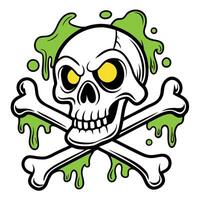 A skull and crossbones with green slime vector