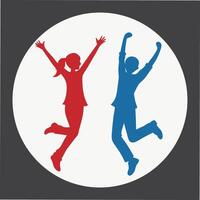 Two people jumping in the air in a circle vector