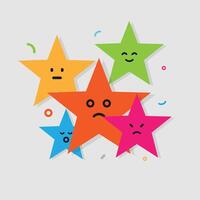 Star character. colorful funny stars with face emotions, cute cartoon emoji design vector