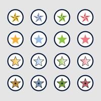 stars customer product review icon set, featuring colorful star rating flat icons for apps and websites. Represents quality, customer rating vector