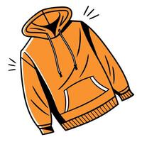 An orange hoodie with a zipper on the front vector