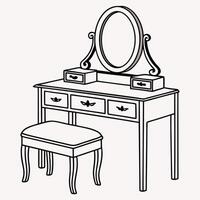 A drawing of a dressing table and stool vector